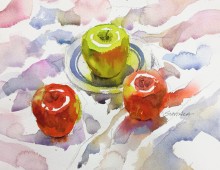 3 Apples With Plate