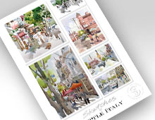 Print featuring sketches of Little Italy