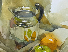 Still Life With Chrome Pitcher and Fruit 1