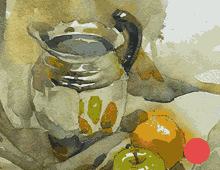 Still Life With Chrome Pitcher and Fruit 2