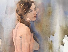 Watercolor of Seated Nude woman