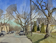 Loose watercolor of Wakefield Ave, Cleveland, OH