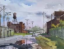 Loose watercolor of King Ave and E 38th St